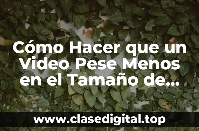 Cómo Hacer que un Video Pese Menos en el Tamaño de Archivo