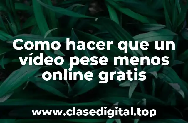 Como hacer que un vídeo pese menos online gratis