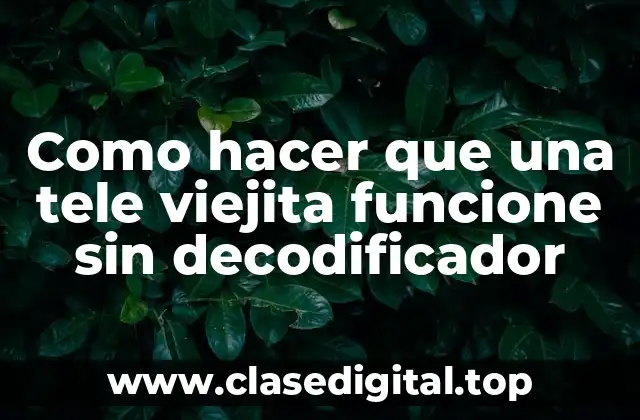 Como hacer que una tele viejita funcione sin decodificador