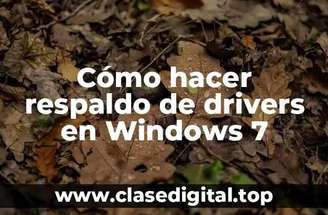 Cómo hacer respaldo de drivers en Windows 7