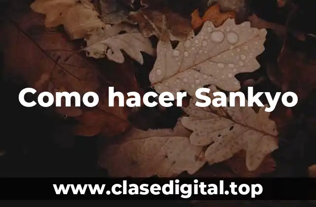Como hacer Sankyo