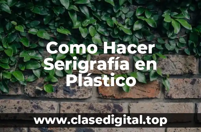 Como Hacer Serigrafía en Plástico
