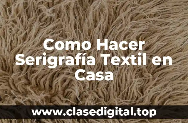 Como Hacer Serigrafía Textil en Casa