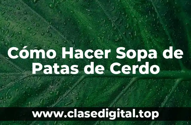 Cómo Hacer Sopa de Patas de Cerdo