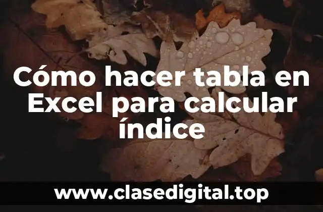 Cómo hacer tabla en Excel para calcular índice