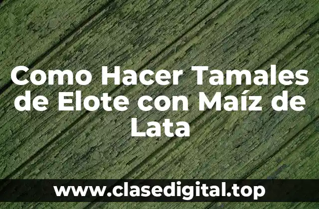 Como Hacer Tamales de Elote con Maíz de Lata