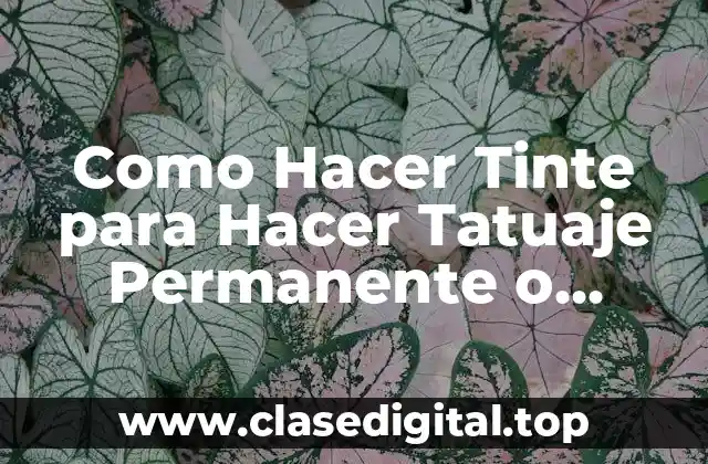 Como Hacer Tinte para Hacer Tatuaje Permanente o Temporal