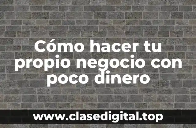 Cómo hacer tu propio negocio con poco dinero