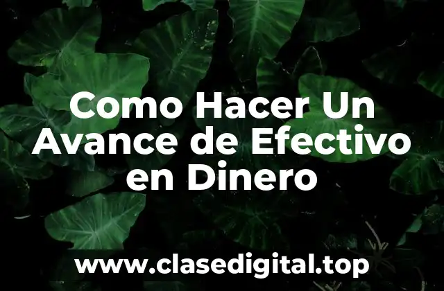 Como Hacer Un Avance de Efectivo en Dinero