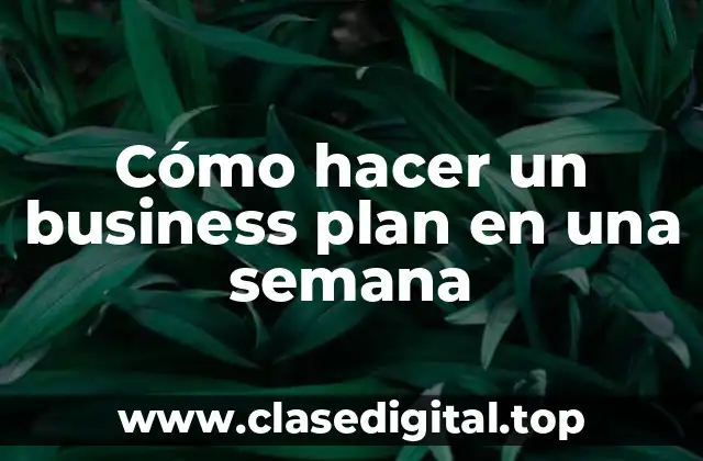 Cómo hacer un business plan en una semana
