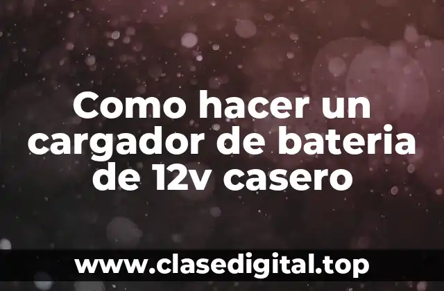 Como hacer un cargador de bateria de 12v casero