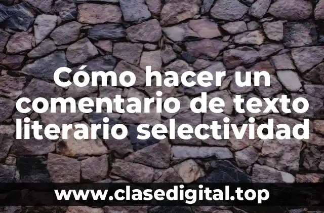 Cómo hacer un comentario de texto literario selectividad