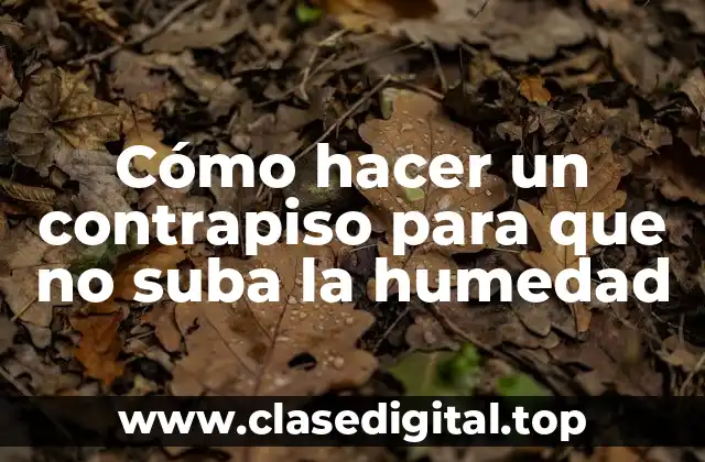 Cómo hacer un contrapiso para que no suba la humedad