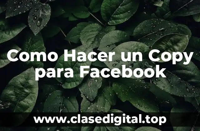 Como Hacer un Copy para Facebook