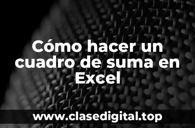 Cómo hacer un cuadro de suma en Excel