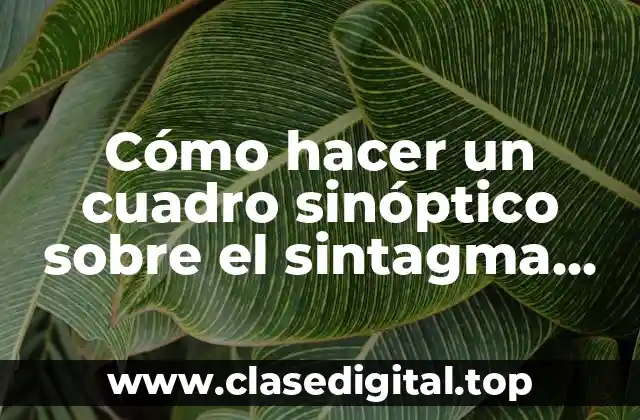 Cómo hacer un cuadro sinóptico sobre el sintagma nominal completo