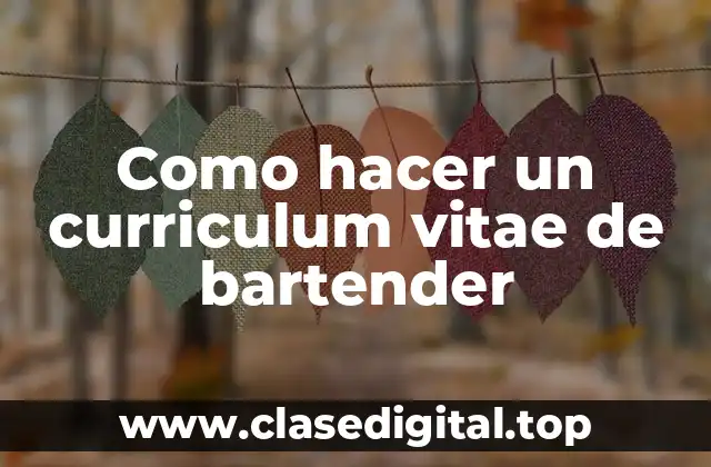 Como hacer un curriculum vitae de bartender