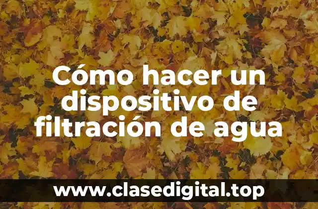 Cómo hacer un dispositivo de filtración de agua