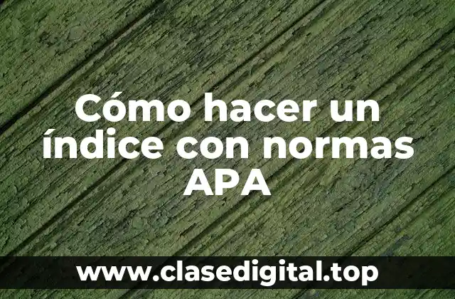 Cómo hacer un índice con normas APA