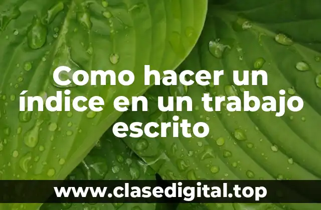 Como hacer un índice en un trabajo escrito