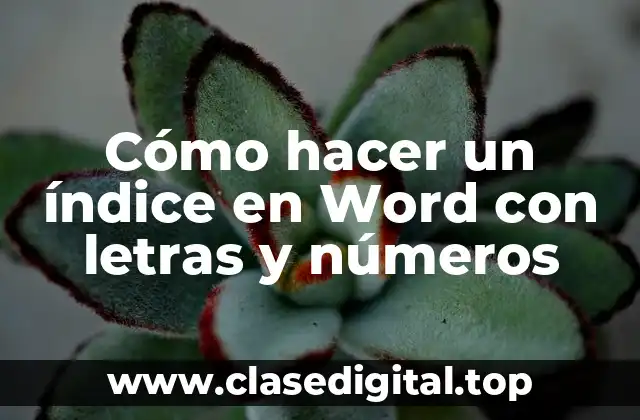 Cómo hacer un índice en Word con letras y números