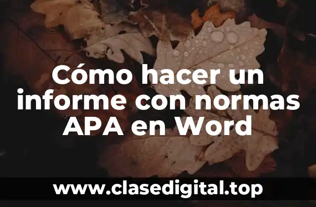 Cómo hacer un informe con normas APA en Word