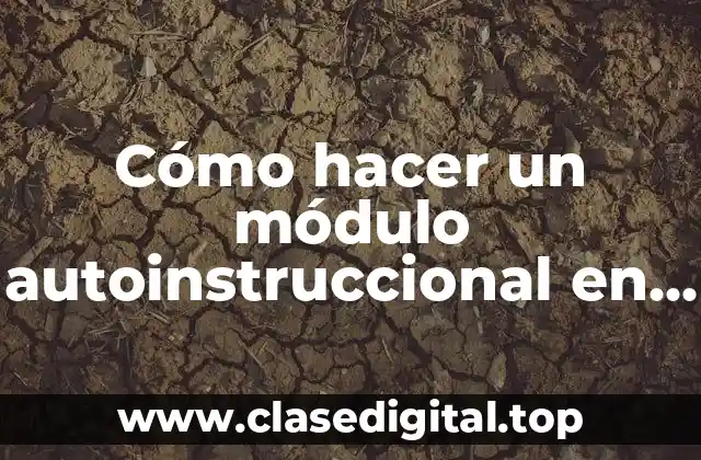 Cómo hacer un módulo autoinstruccional en educación superior