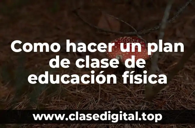 Como hacer un plan de clase de educación física
