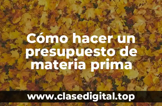 Cómo hacer un presupuesto de materia prima