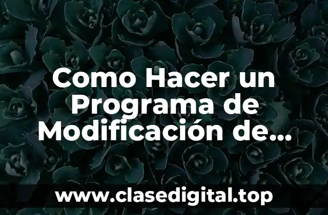 Como Hacer un Programa de Modificación de Conducta