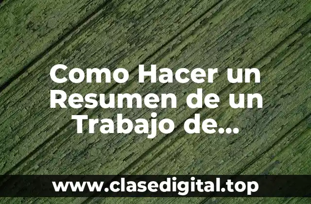 Como Hacer un Resumen de un Trabajo de Investigación