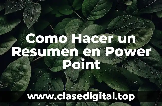 Como Hacer un Resumen en Power Point