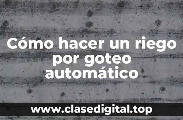 Cómo hacer un riego por goteo automático