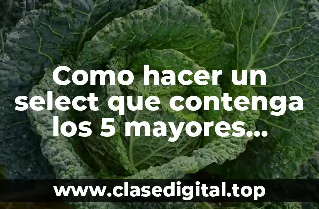 Como hacer un select que contenga los 5 mayores valores