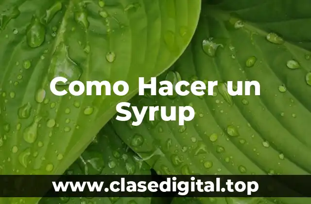 Como Hacer un Syrup