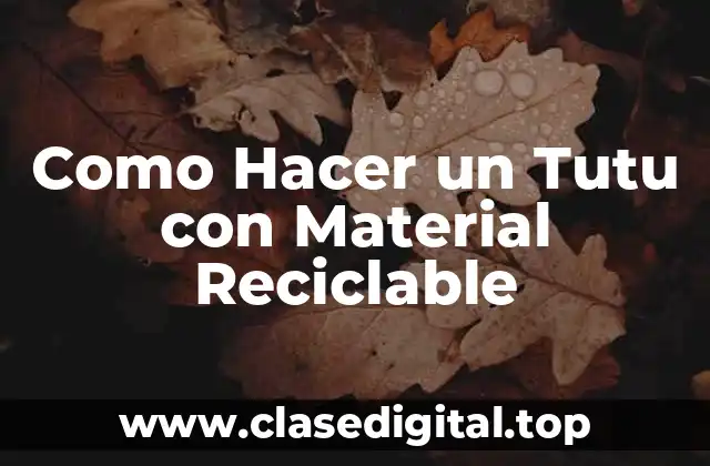 Como Hacer un Tutu con Material Reciclable
