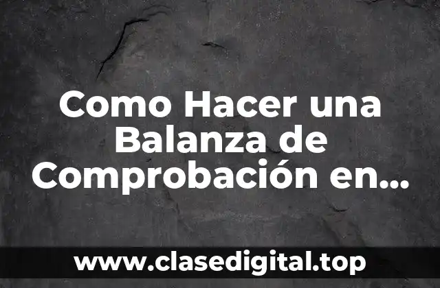 Como Hacer una Balanza de Comprobación en Contabilidad