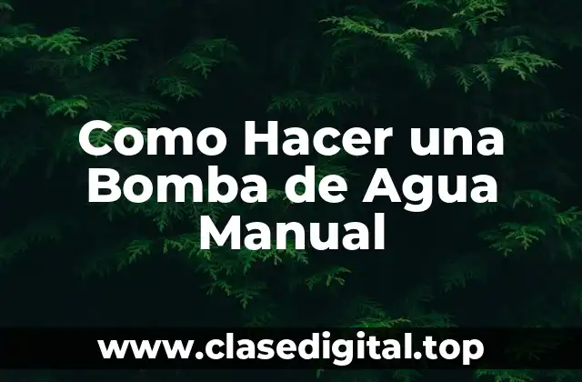¿Qué es una Bomba de Agua Manual?