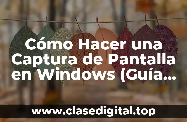 Cómo Hacer una Captura de Pantalla en Windows (Guía Completa)