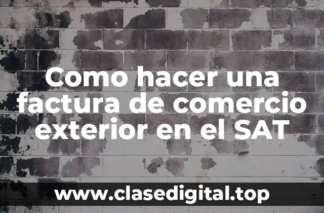 Como hacer una factura de comercio exterior en el SAT