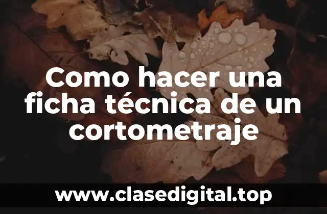 Como hacer una ficha técnica de un cortometraje