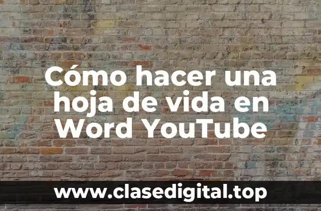 Cómo hacer una hoja de vida en Word YouTube