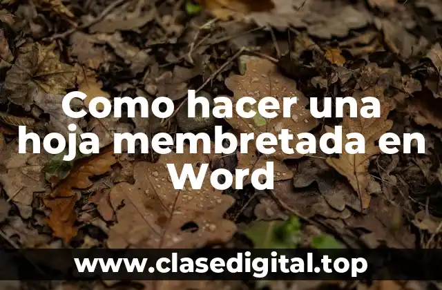 Como hacer una hoja membretada en Word