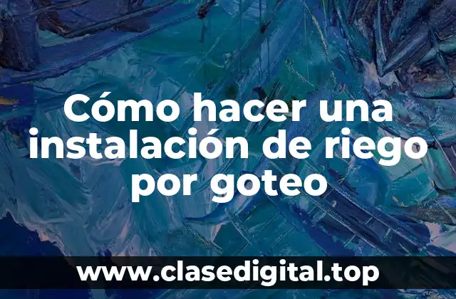 Cómo hacer una instalación de riego por goteo
