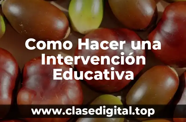 Como Hacer una Intervención Educativa