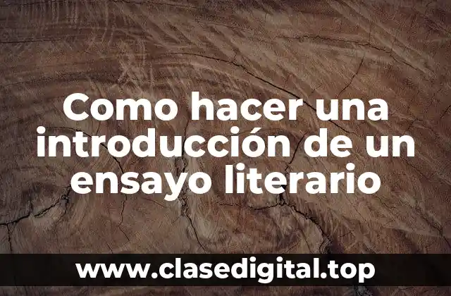 Como hacer una introducción de un ensayo literario