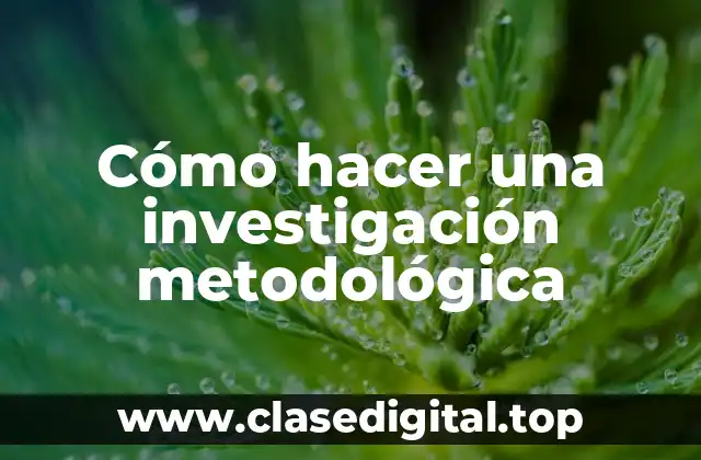 Cómo hacer una investigación metodológica