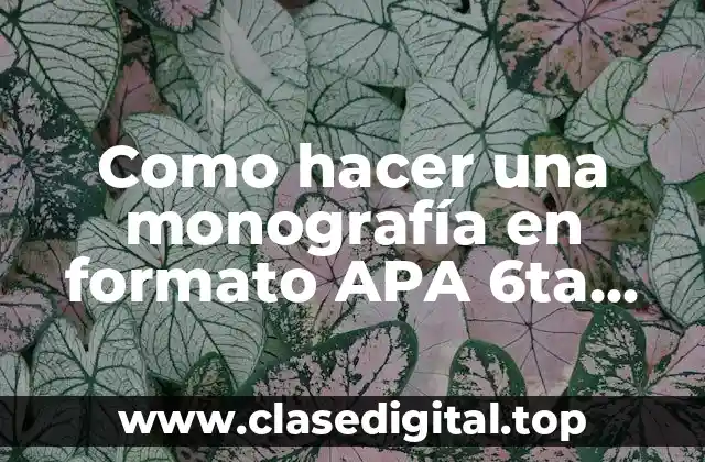 Como hacer una monografía en formato APA 6ta edición