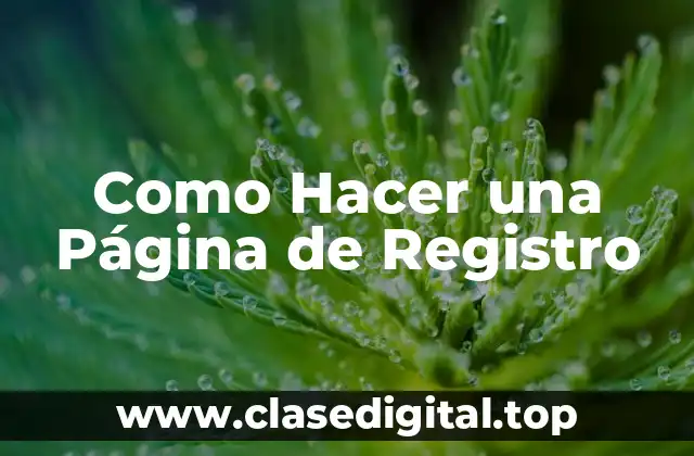 Como Hacer una Página de Registro