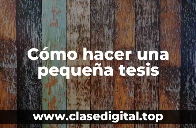 Cómo hacer una pequeña tesis